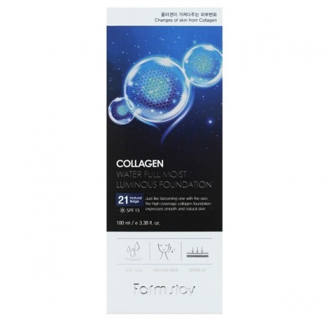 Коллагеновый тональный крем с  эффектом сияния FarmStay Collagen Water Full Moist Luminous Foundation #21, SPF 15, 100ml - фото 2