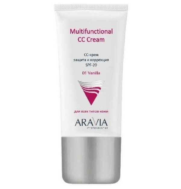 СС-крем защитный Aravia Professional SPF-20 Multifunctional CC Cream, Vanilla 01, 50 мл