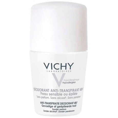 Шариковый дезодорант для очень чувствительной кожи Vichy 48 часов, 50 мл.  - фото 1