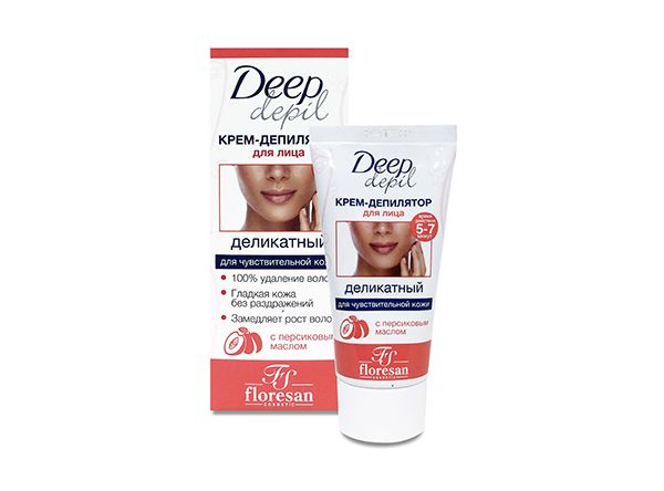 Крем-депилятор Floresan Deep depil для лица деликатный с персиковым маслом 50 мл.