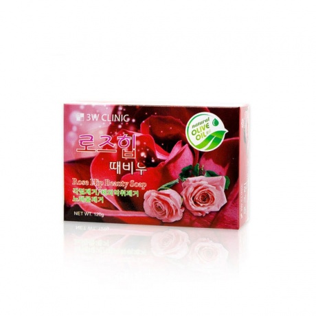 Мыло кусковое роза 3W Clinic Rose Hip Beauty Soap, 120 гр - фото 1