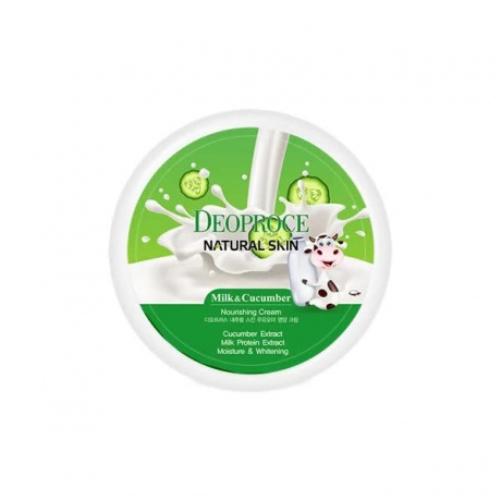 Крем для лица и тела Deoproce Natural Skin Nourishing Cream Milk Cucumber 100гр - фото 3
