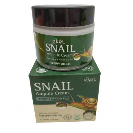 EKEL Ампульный крем для лица с муцином улитки Snail Ampule Cream, 70мл - фото 1