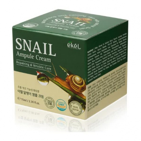 EKEL Ампульный крем для лица с муцином улитки Snail Ampule Cream, 70мл - фото 3