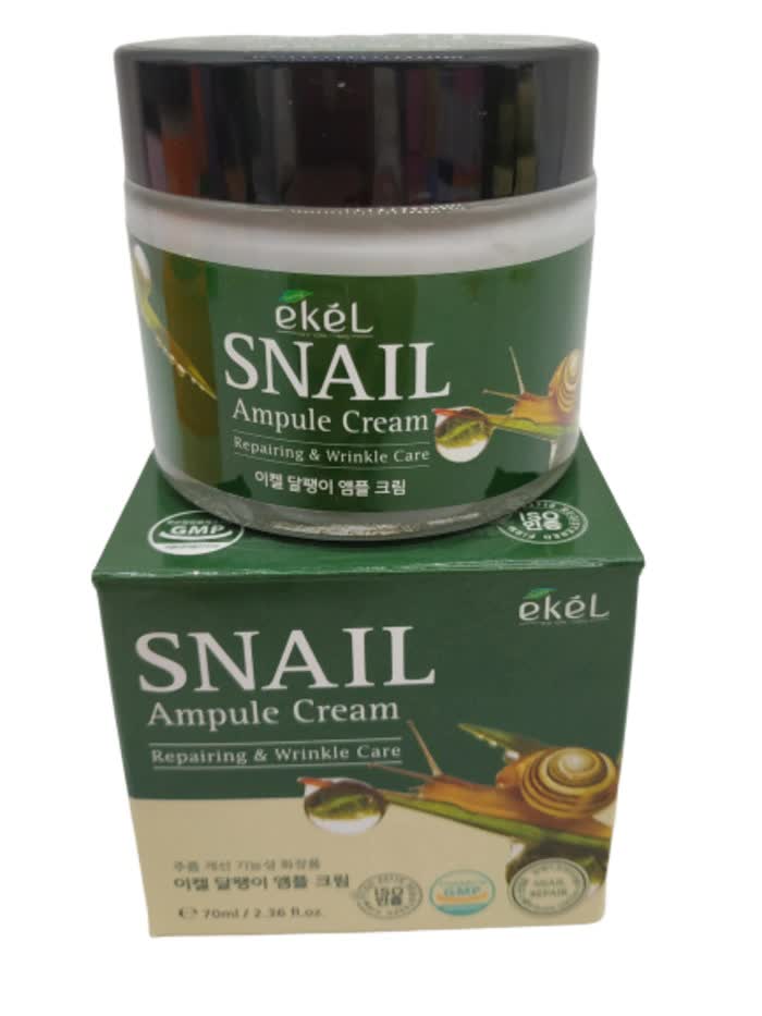 EKEL Ампульный крем для лица с муцином улитки Snail Ampule Cream, 70мл