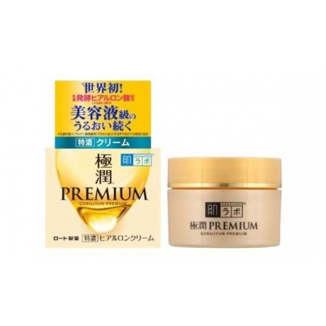 Увлажняющий крем для лица HADALABO Gokujyun Premium Cream Acid на основе семи видов гиалуроновой кислоты - фото 1