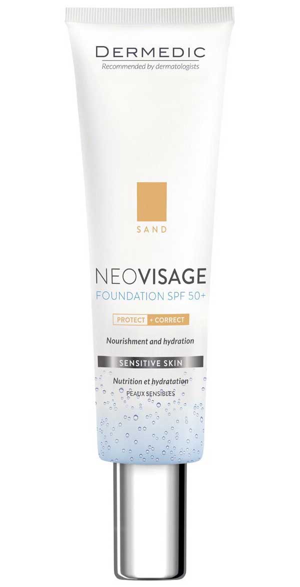 Тонирующий увлажняющий крем-флюид Dermedic Neovisage spf 50+ для чувствительной кожи (песочный) 30 мл.