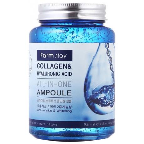 Сыворотка FarmStay Collagen &amp; Hyaluronic Acid All-In-One Ampoule, 250мл - фото 1