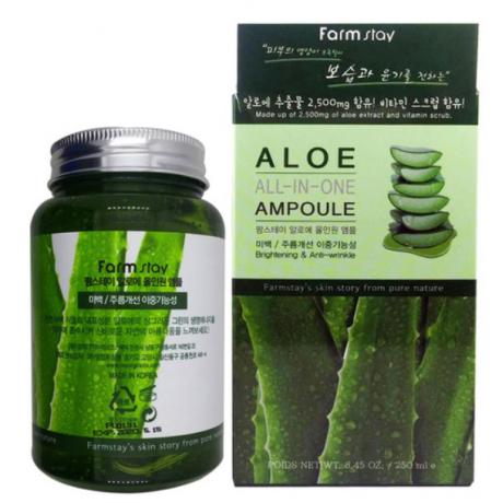 Ампульная сыворотка с экстрактом алоэ FarmStay Aloe All-In-One Ampoule, 250 мл - фото 1
