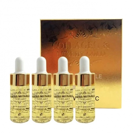 Сыворотка с золотом и коллагеном 3W Clinic Collagen &amp; Luxury Gold Anti Wrinkle Ampoule - фото 3
