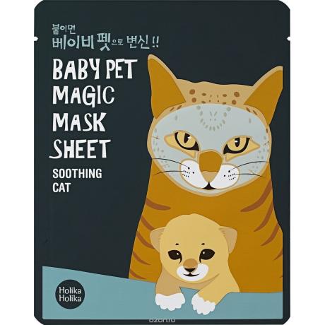 Маска-салфетка для лица Holika Holika Baby Pet Magic Mask Sheet Cat, 22 мл, смягчающая - фото 1