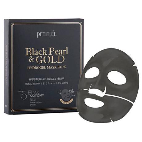Гидрогелевая маска для лица с черным жемчугом Petitfee Black Pearl &amp; Gold Hydrogel Mask Pack - фото 1