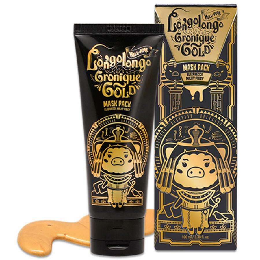 Золотая омолаживающая маска пленка Elizavecca Hell Pore Longolongo Gronique Gold Mask Pack