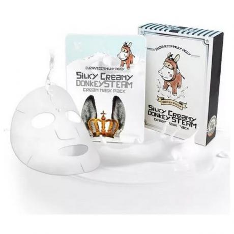 Тканевая маска с паровым кремом Elizavecca Silky Creamy Donkey Steam Cream Mask Pack - фото 1