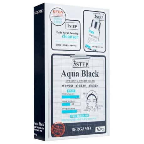 Трехэтапная маска для лица увлажняющая Bergamo 3 Step Aqua Black Mask Pack - фото 2