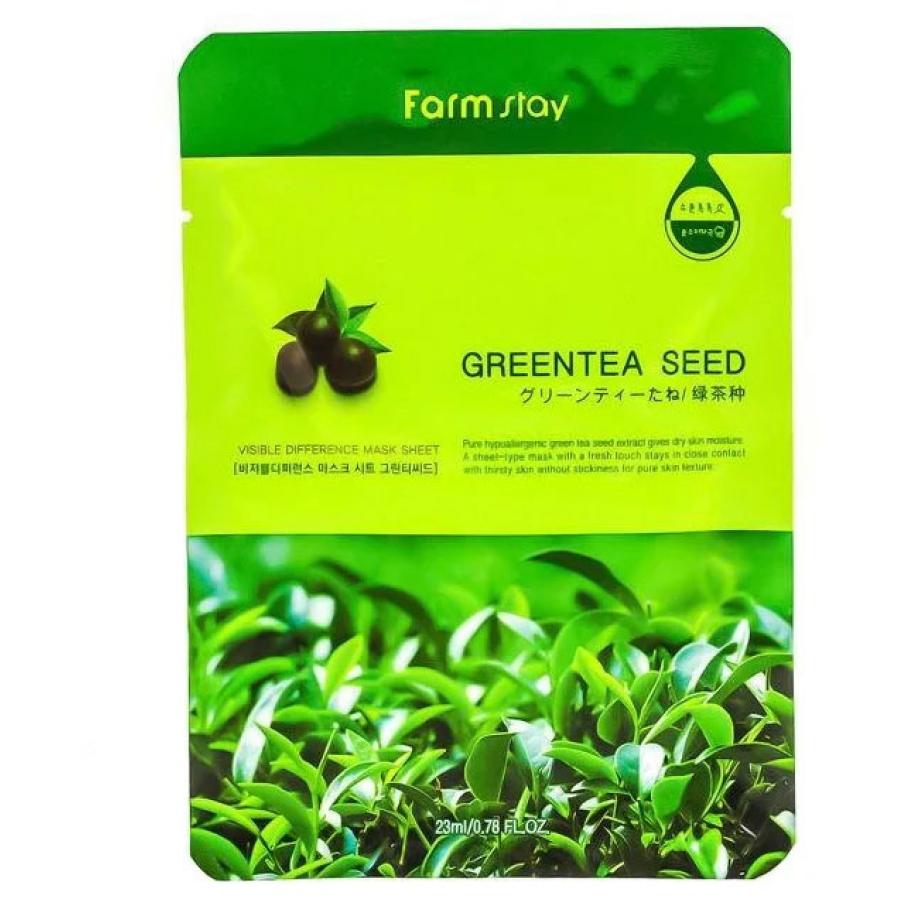 Тканевая маска для лица с экстрактом семян зеленого чая FarmStay Visible Difference Mask Sheet Greentea Seed, 23мл