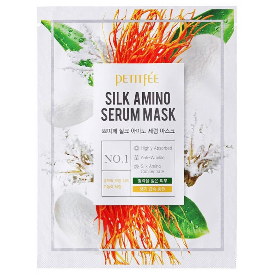 Тканевая маска с аминокислотами шелка Petitfee Silk Amino Serum Mask, 25г
