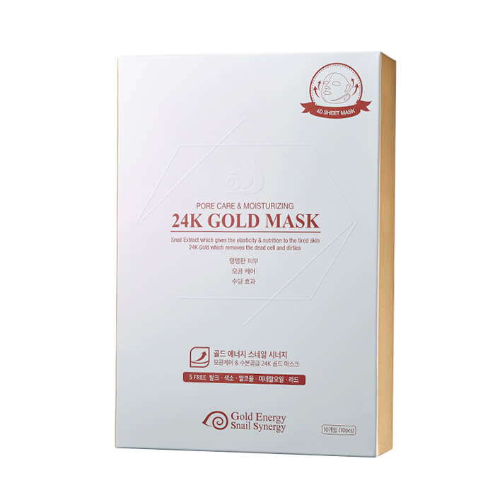 Маска для лица увлажняющая J&G Cosmetics Gold Snail Pore Care & Moisturizing Mask, коробка