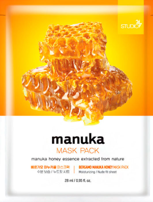Тканевая маска для лица с экстрактом меда манука BERGAMO Manuka Honey Mask Pack, 28ml