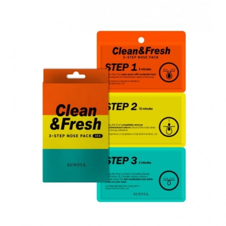 Трехэтапные полоски для носа Eunyul Clean &amp; Fresh 3-Step Nose Pack - фото 1