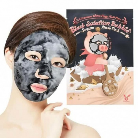 Маска для лица кислородная Elizavecca Witch Piggy Hell Pore Black Solution bubble serum mask pack 28гр - фото 2