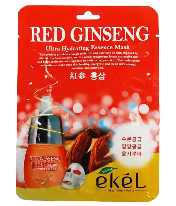 EKEL Тканевая маска для лица с экстрактом красного женьшеня Red ginseng Ultra Hydrating Essence Mask, 25гр