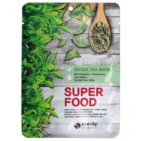 ENL SUPER FOOD Маска для лица тканевая EYENLIP SUPER FOOD GREEN TEA MASK 23мл - фото 1