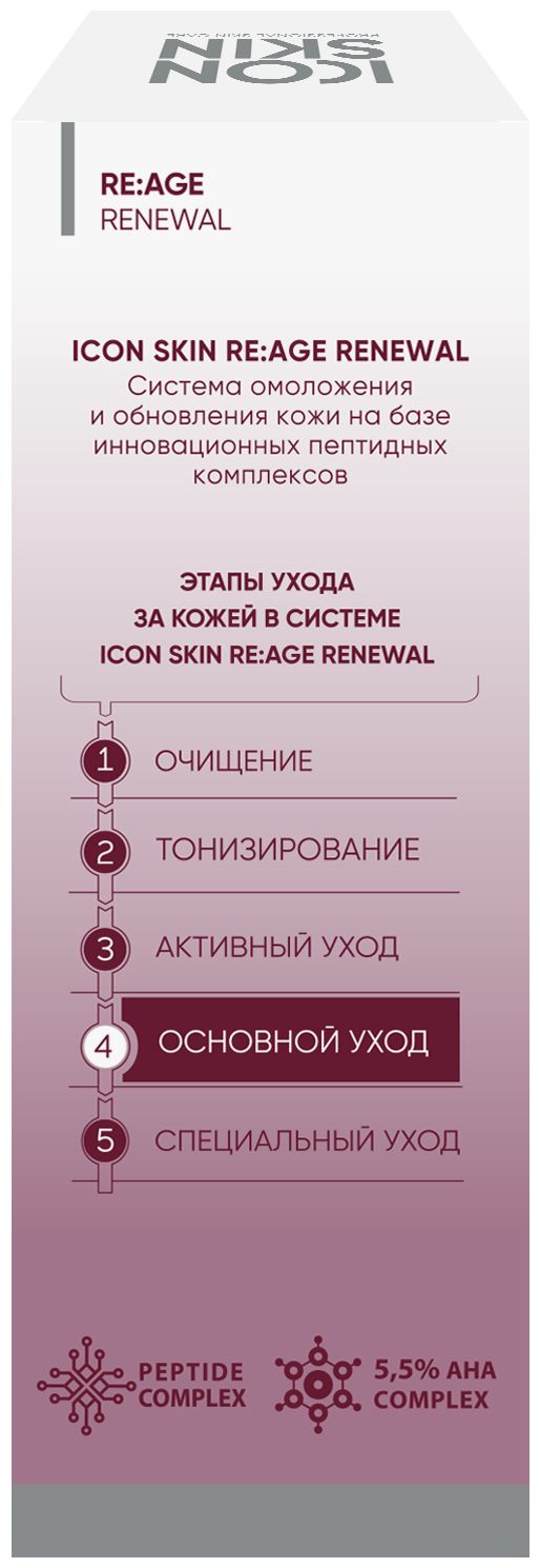 Крем-пилинг для лица ночной Icon Skin омолаживающий обновляющий с пептидами, гиалурон. и AHA-кислотами, 30 мл - фото 4