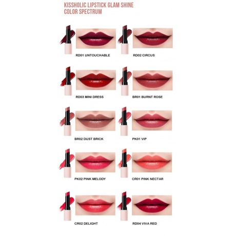 Помада для губ глянцевая The Saem Kissholic Lipstick Glam Shine BR01 Burnt Rose 4,5гр - фото 2