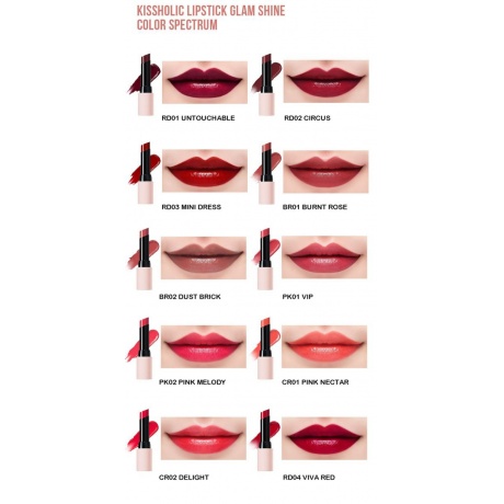Помада для губ глянцевая The Saem Kissholic Lipstick Glam Shine BR02 Dust Brick 4,5гр - фото 2
