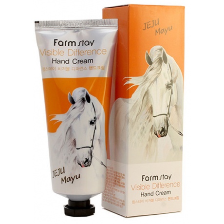 Крем для рук с лошадиным маслом FarmStay Visible Difference Hand Cream Jeju Mayu, 100гр - фото 1