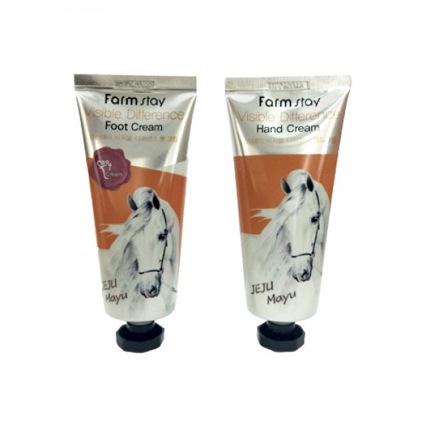 Набор (крем для рук и крем для ног с лошадиным маслом) FarmStay Visible Difference Hand  Foot Cream Jeju Mayu, 100г+100г