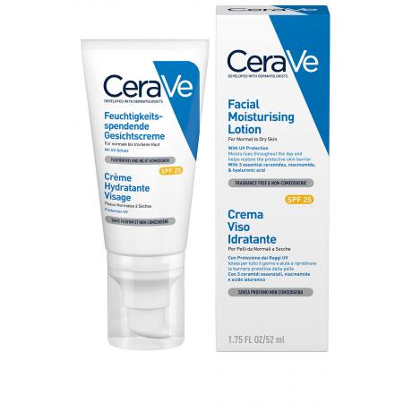 CeraVe Увлажняющий лосьон для нормальной и сухой кожи лица SPF25,  52 мл - фото 1