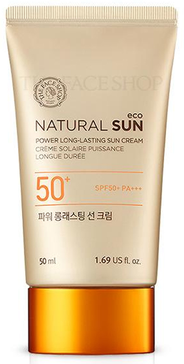 Осветляющий солнцезащитный крем для лица The Face Shop Natural Sun Eco Power Longlasting Sun SPF50