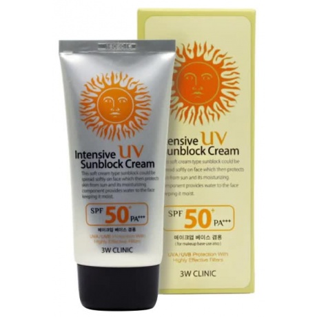 Солнцезащитный крем 3W Clinic Intensive UV Sun Block Cream SPF 50+, 70 мл - фото 1