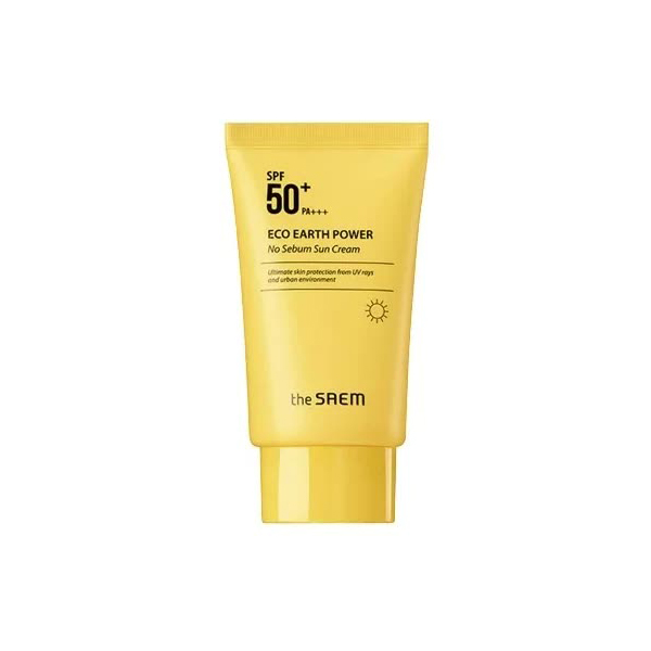 Крем солнцезащитный для жирной кожи лица SPF50The Saem  Eco Earth Power No Sebum Sun Cream 50гр