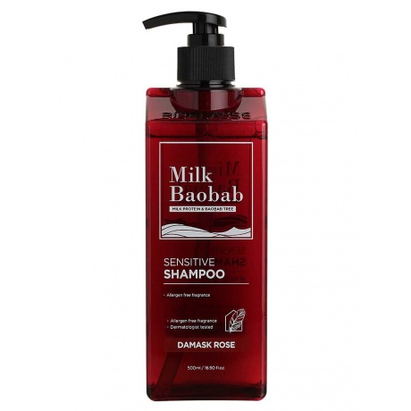 Шампунь MilkBaobab Sensitive Shampoo Damask Rose 500ml - фото 1
