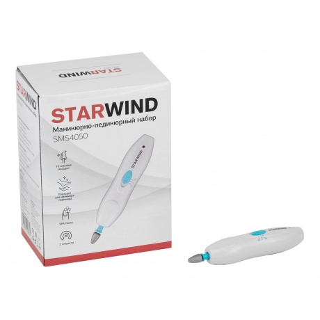 Маникюрно-педикюрный набор Starwind SMS 4050 насадок в компл.:10шт белый/синий - фото 11
