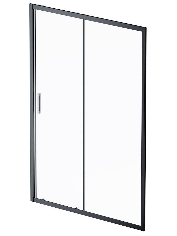 Дверь душевая 140х195 AM.PM Gem Solo W90G-140-1-195BT, стекло прозрачное, профиль черный матовый
