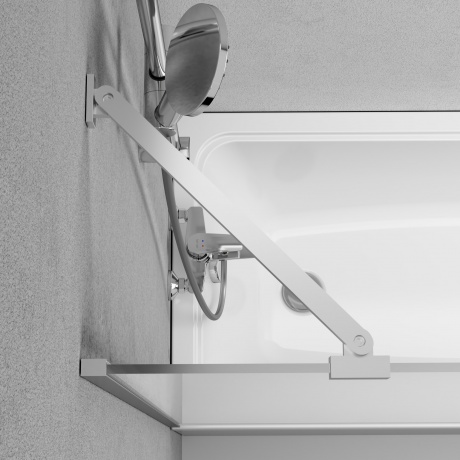 Шторка на борт ванны 80х140, фиксированная AM.PM Gem W90BS-080-140CM, хром, стекло матовое, с пристенным к - фото 4