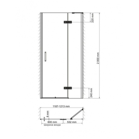 Душевая дверь WasserKRAFT 10H05RBLACK MATT SET1130 - фото 10