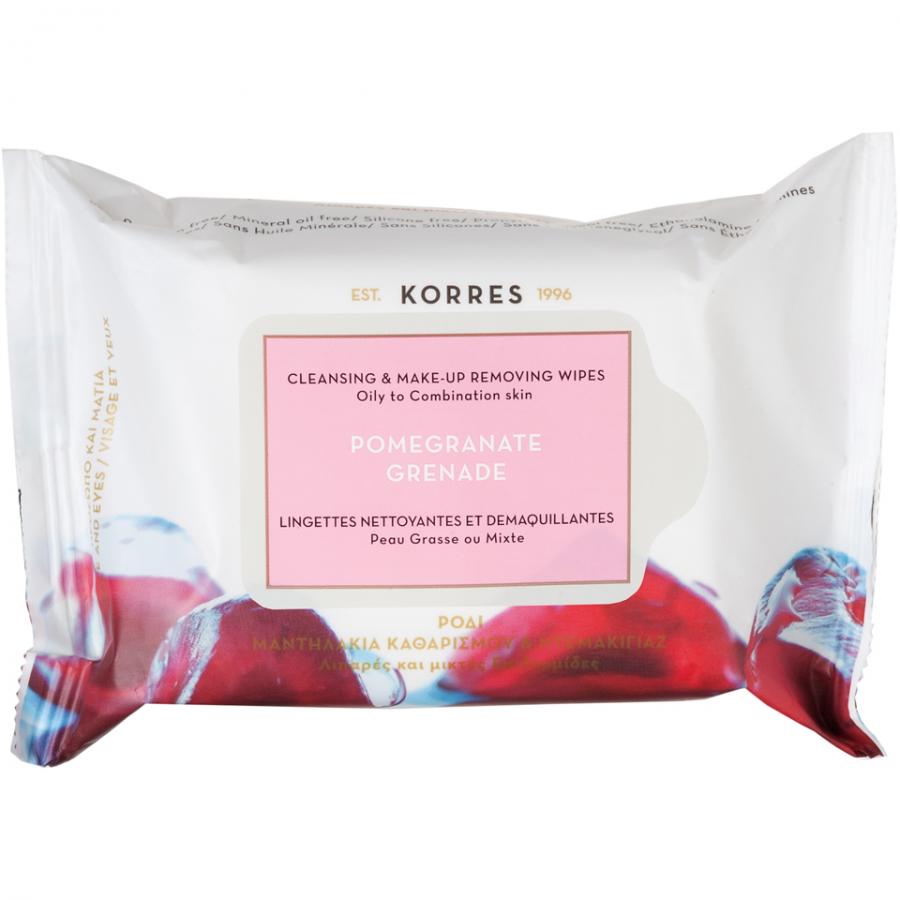 Салфетки для снятия макияжа Korres Pomegranate, уп. 25 шт, для жирной и комбинированной кожи