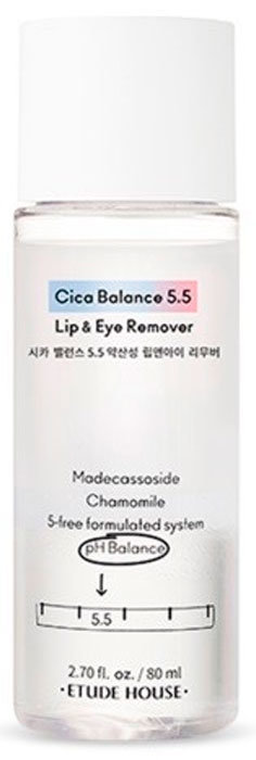 Двухфазное очищающее средство Etude House Cica Balance 5.5 Lip & Eye Remover