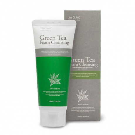 Пенка для умывания зеленый чай 3W Clinic Green Tea Foam Cleansing, 100 мл - фото 1
