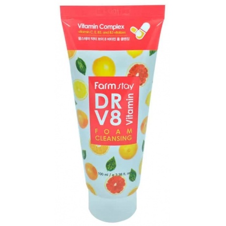 Очищающая пенка с комплексом витаминов FarmStay Dr-V8 Vitamin Foam Cleansing, 100ml - фото 2