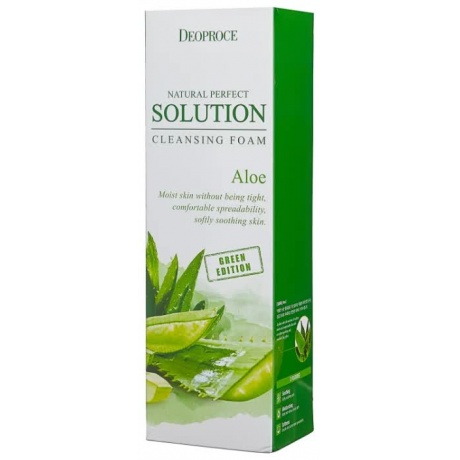 Пенка для умывания алоэ Deoproce Natural Perfect Solution Cleansing Foam Green Edition Aloe 170гр - фото 2