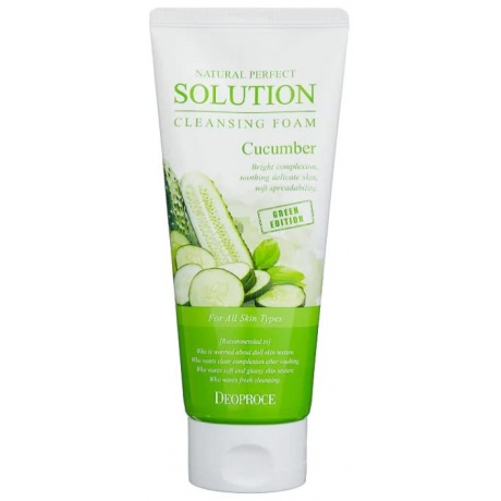 Пенка для умывания огурец Deoproce Natural Perfect Solution Cleansing Foam Green Edition Cucumber 170гр - фото 1