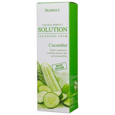 Пенка для умывания огурец Deoproce Natural Perfect Solution Cleansing Foam Green Edition Cucumber 170гр - фото 2