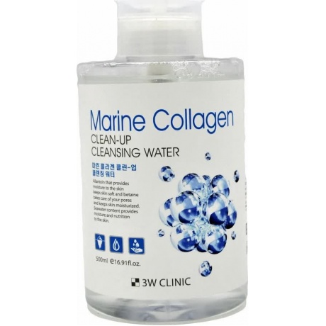 Очищающая вода для снятия макияжа с морским коллагеном 3W Clinic Marine Collagen Clean-Up Cleansing Water - фото 1