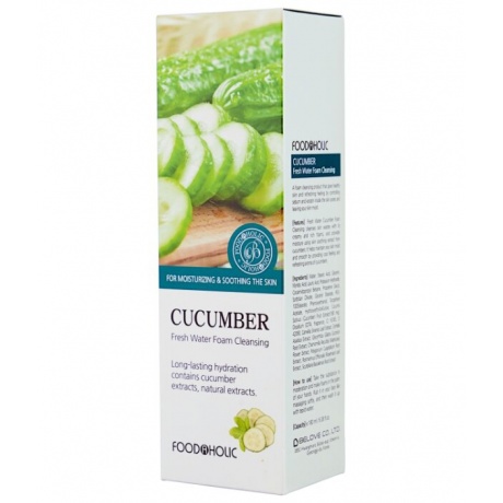 FoodaHolic Очищающая пенка для умывания с экстрактом огурца Cucumber Fresh Water Foam Cleansing, 180 мл - фото 2